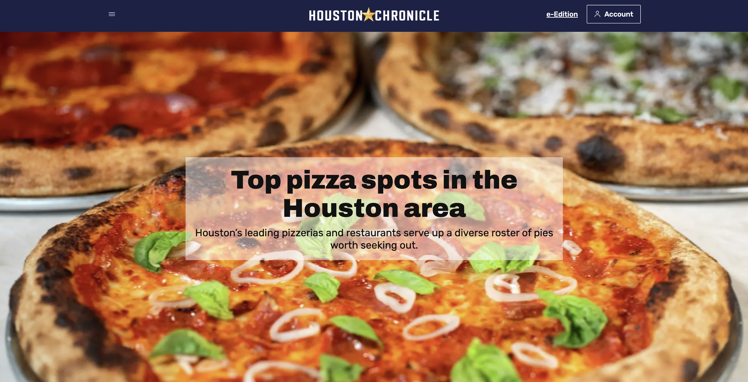 Houston Chronicle, Top Pizza Spots in the Houston Area