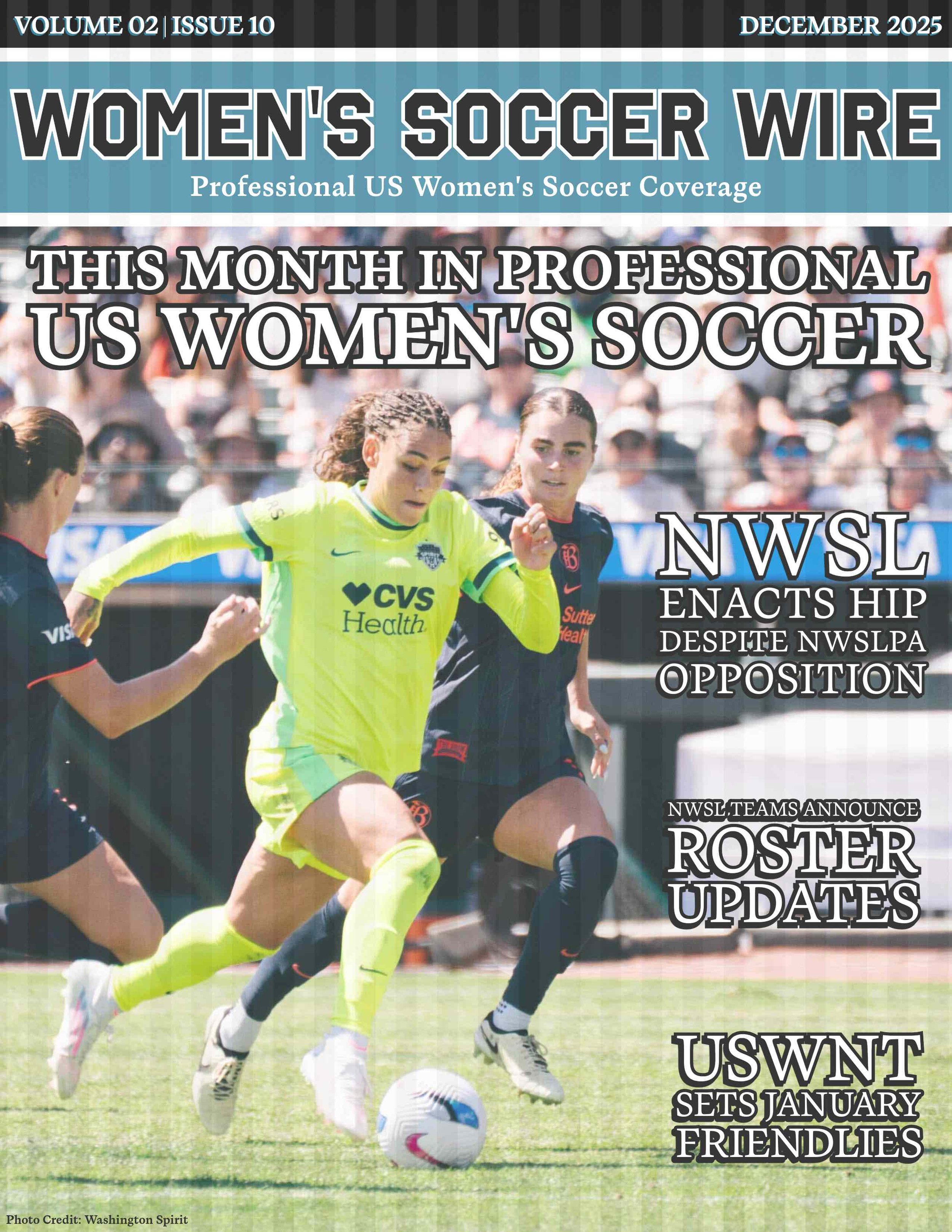 December 2025 Cover for the Women's Soccer Wire featuring a picture of Trinity Rodman