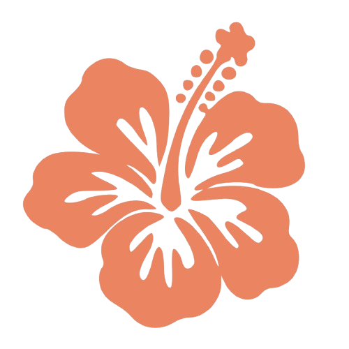 Minimalist illustration of a peach-colored hibiscus flower. Manoa Bake Co. | Formerly Fill Bakeshop