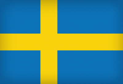 Swedish flag with blue background and yellow cross.