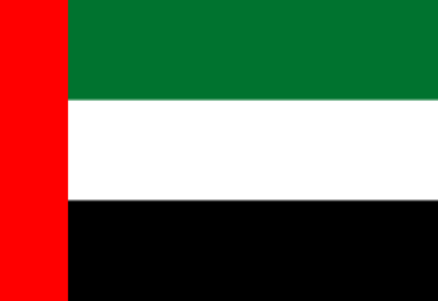 Flag of Kuwait with horizontal green, white, and black stripes, and a vertical red stripe on the left