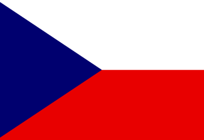 Flag of the Czech Republic with white, red, and blue colors.
