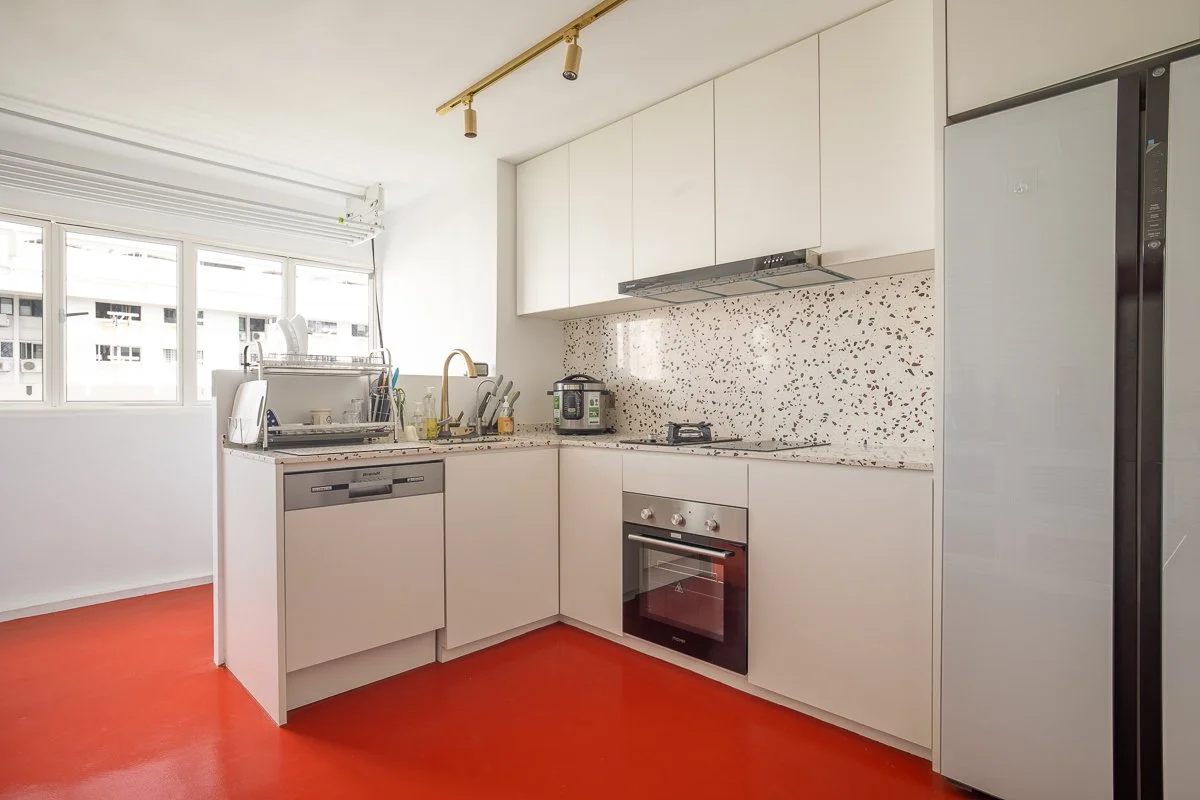 terrazzo quartz countertop Singapore, retro interior design Singapore