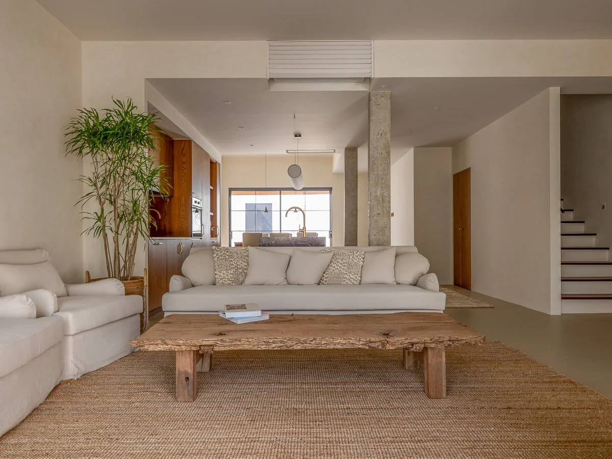 limewash wall interior design, farmhouse interior design Singapore, exposed concrete interior Singapore, custom farmhouse coffee table