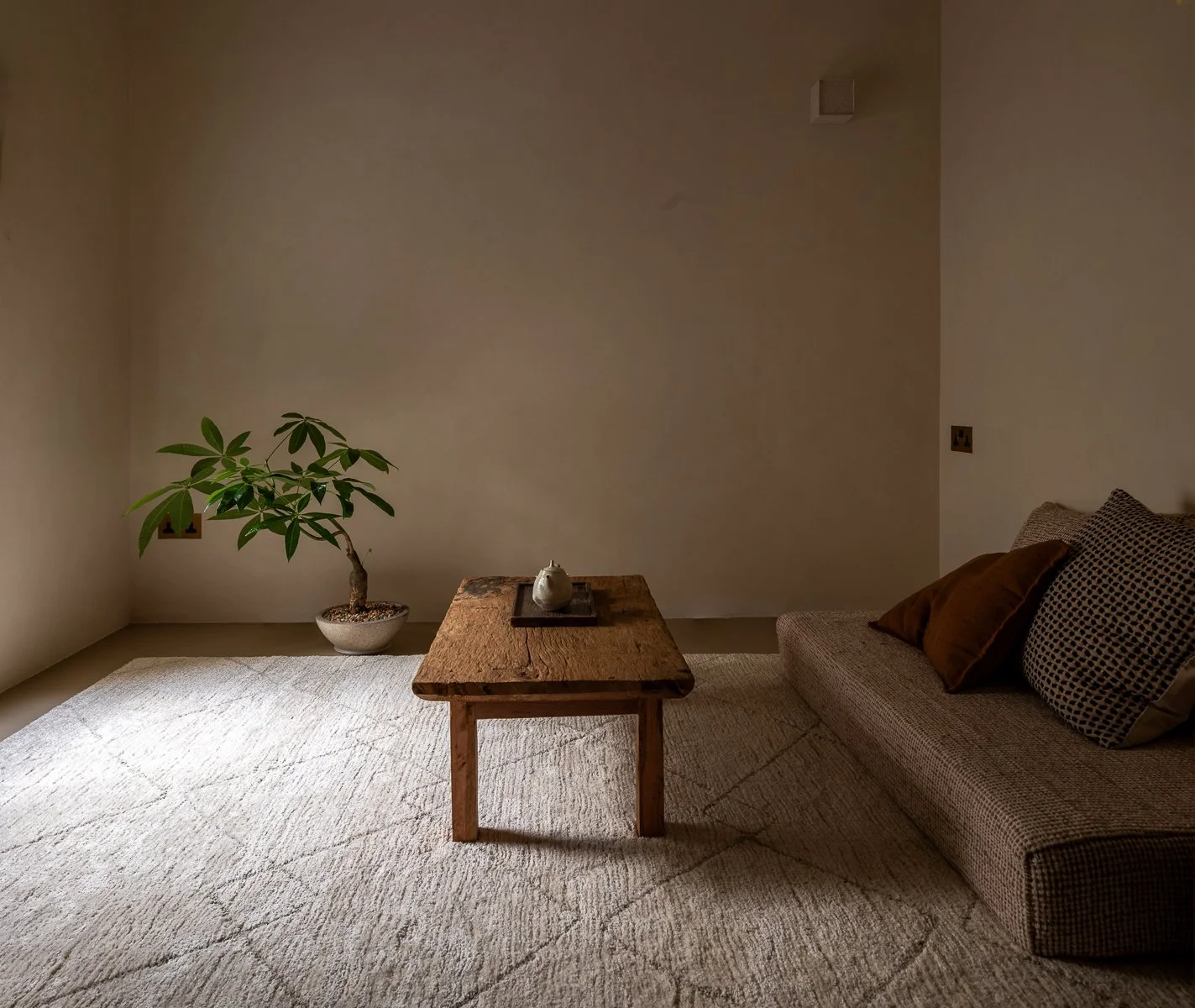 Moroccan floor cushions are used in the tea room