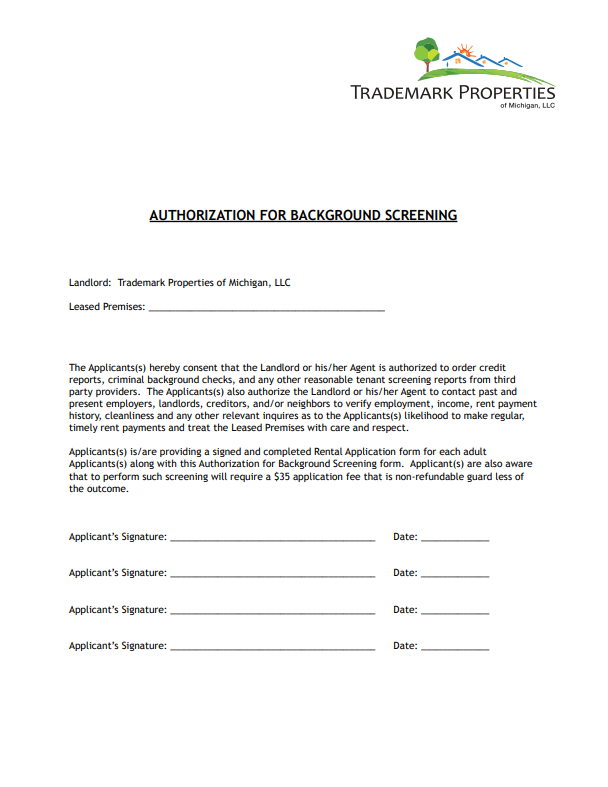Authorization, Background Screening