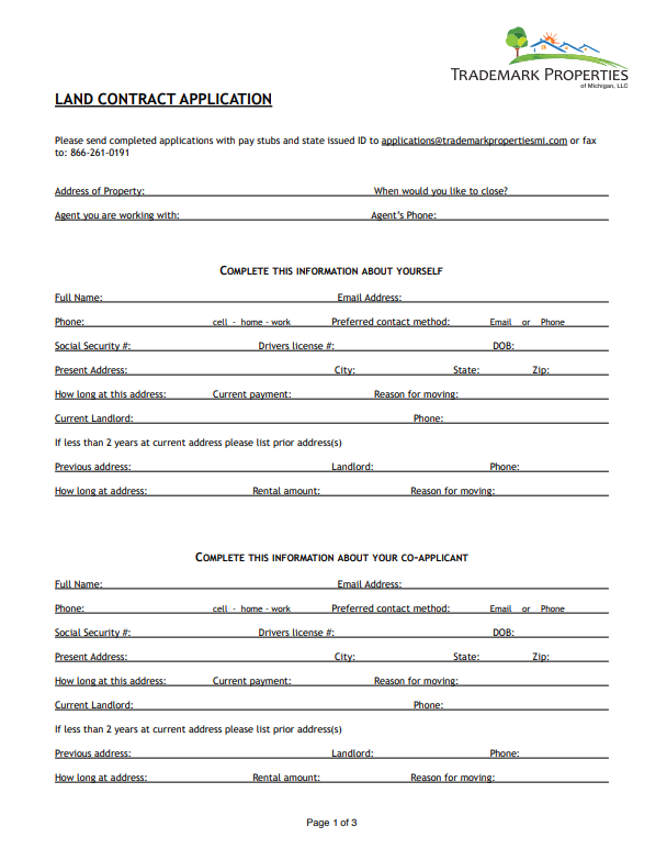 Land Contract Application