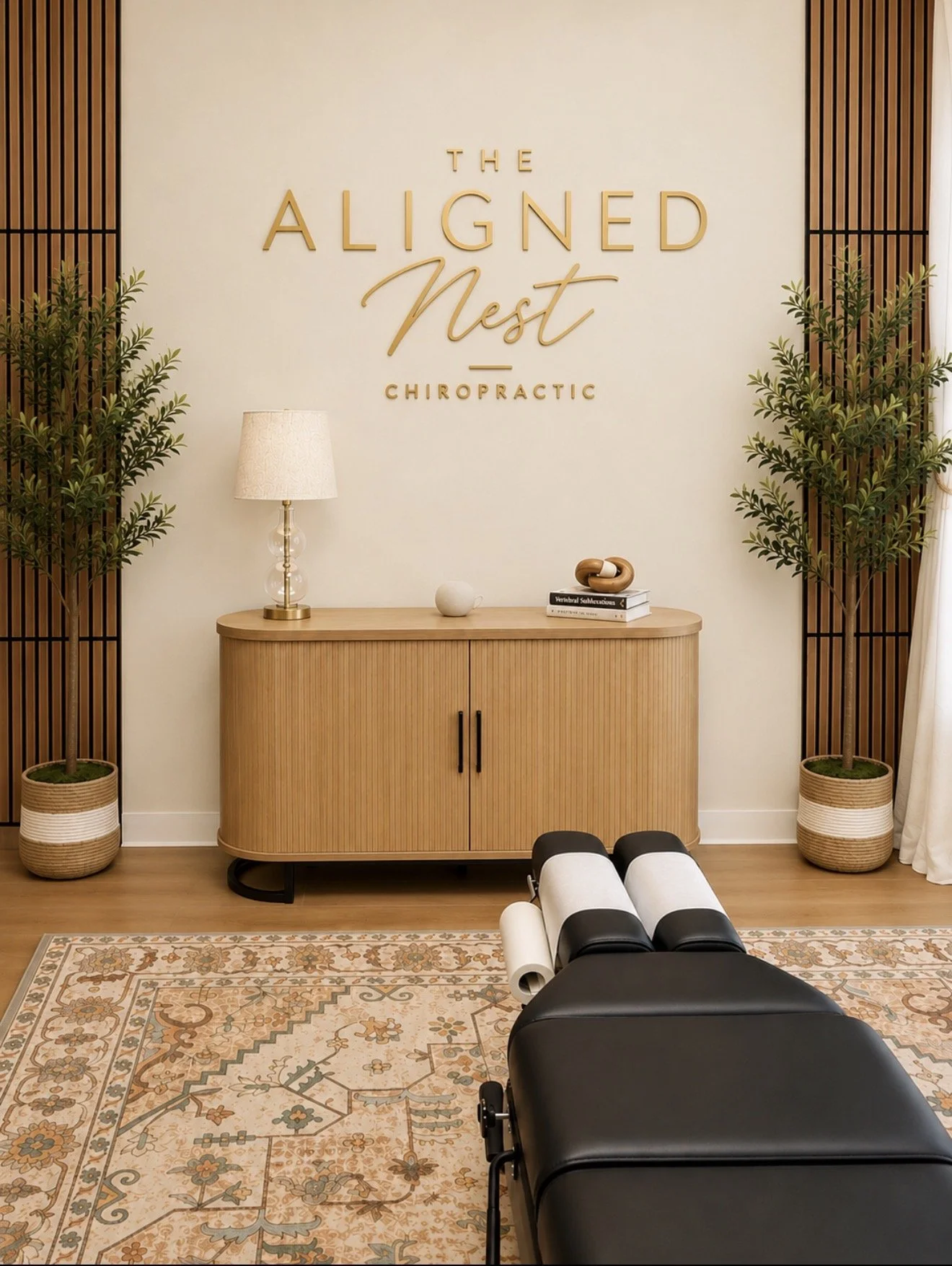 The Aligned Nest Chiropractic office in Altamonte Springs Florida with a warm calming treatment space