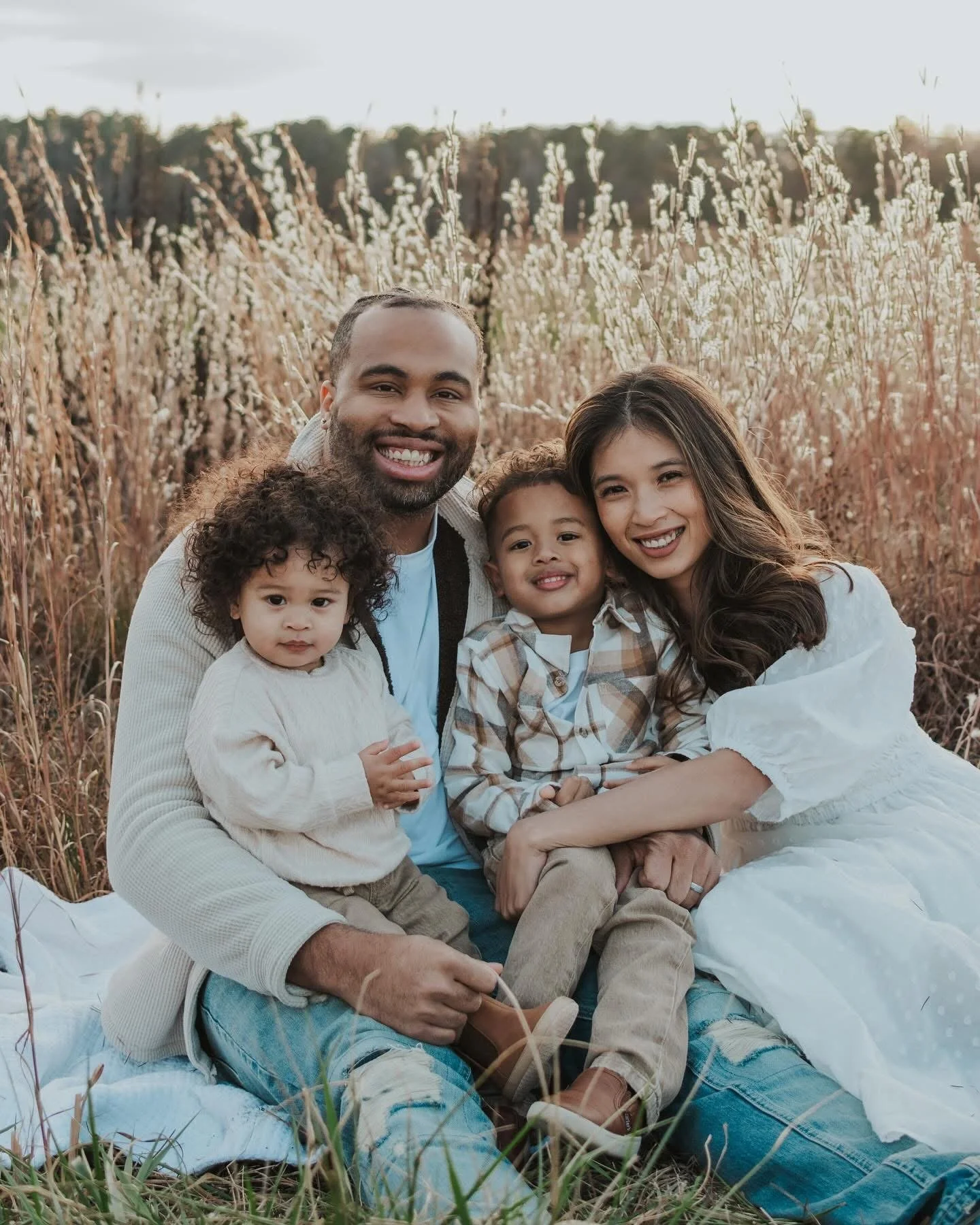 Family with two young children outdoors