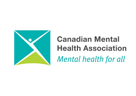 Canadian Mental Health Association logo with a stylized human figure and the slogan 'Mental health for all'.
