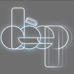Abstract glowing geometric shapes and lines on a dark background
