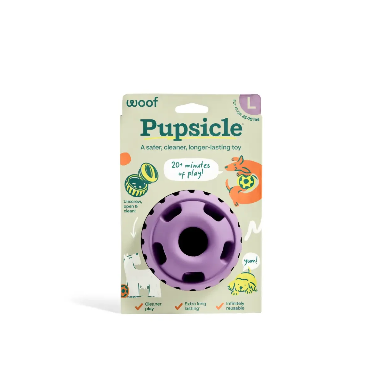 Woof Pupsicle Dog Toy – Lavender (Large) front.webp