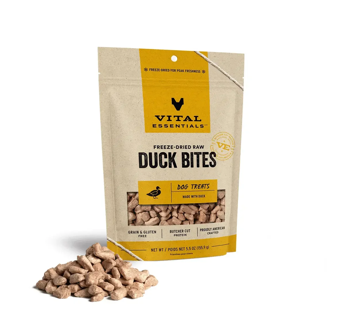 Vital Essentials Duck Bites  Dog Treats 5.5 oz