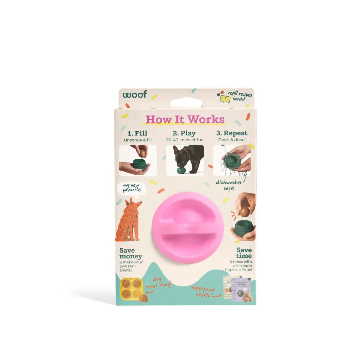 Woof Pupsicle Dog Toy – Birthday pink (Small)-back.webp