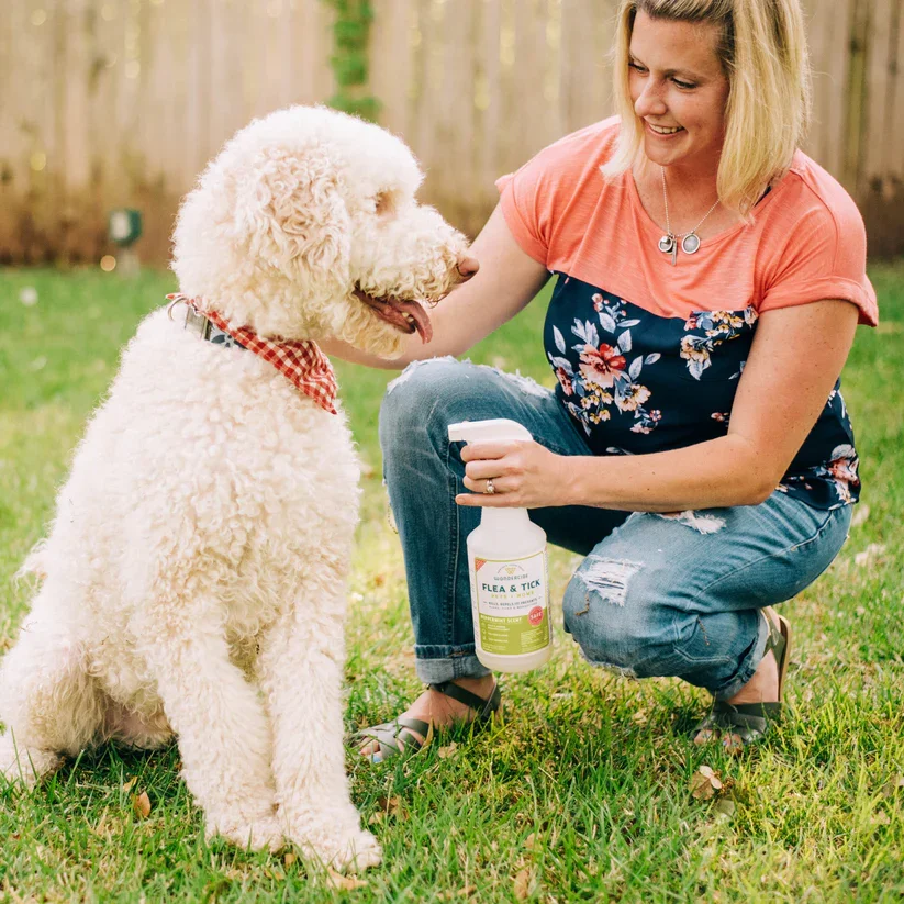 wondercide cedarwood spray with dog.webp