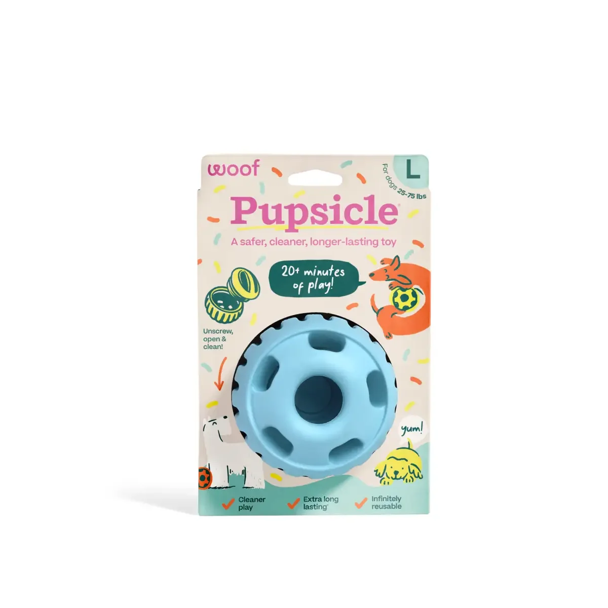 Woof Pupsicle Dog Toy – Birthday Blue (Large) front.webp