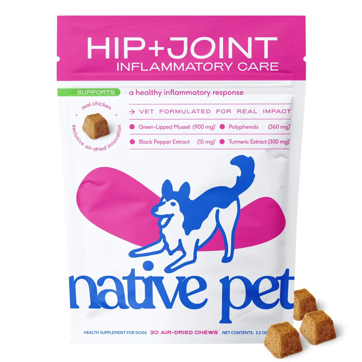 Native Pet Hip+Joint Inflammatory Care Chews – Hip & Joint Supplement for Dogs