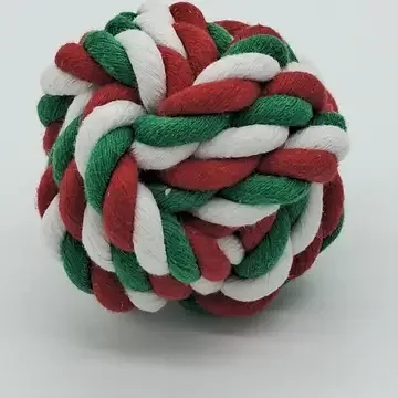 Fetch Ball Rope Pet Toy For Dogs and Cats - Red and Green.webp