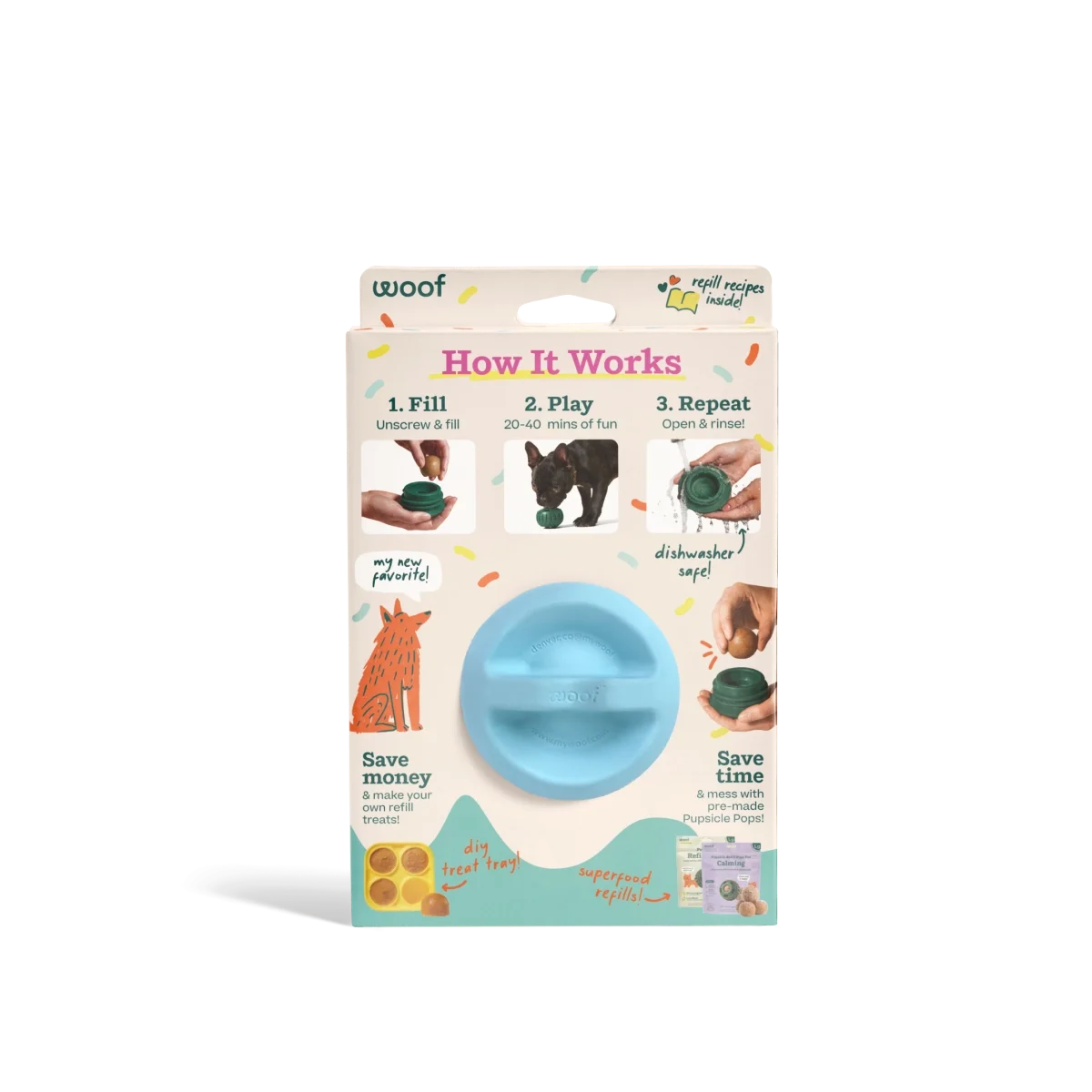 Woof Pupsicle Dog Toy – Birthday Blue (Small) back.webp
