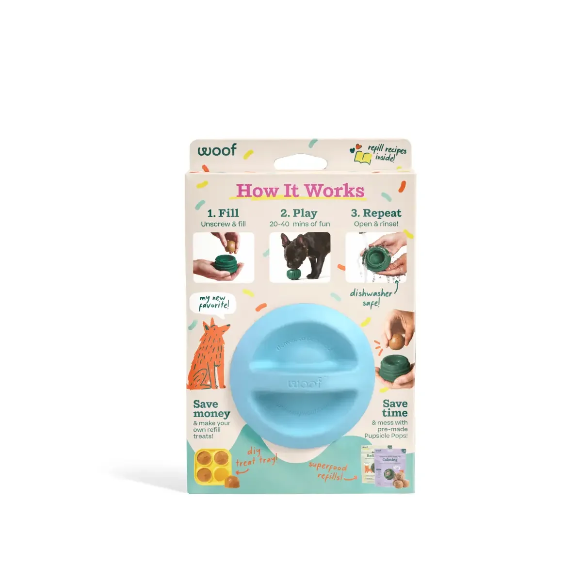 Woof Pupsicle Dog Toy – Birthday Blue (Large) back.webp