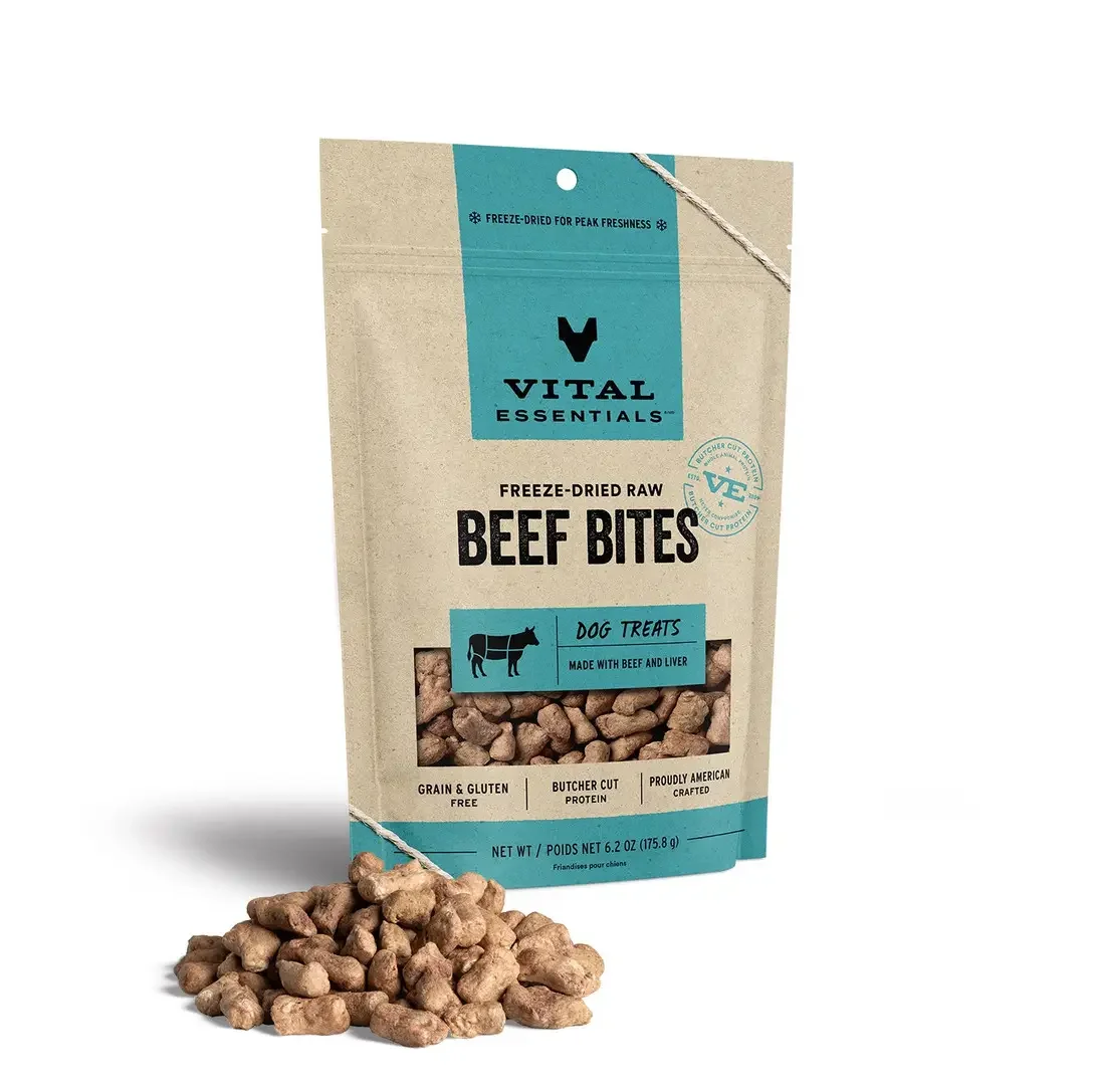 Vital Essentials Beef Bites Dog Treats 6.2 oz