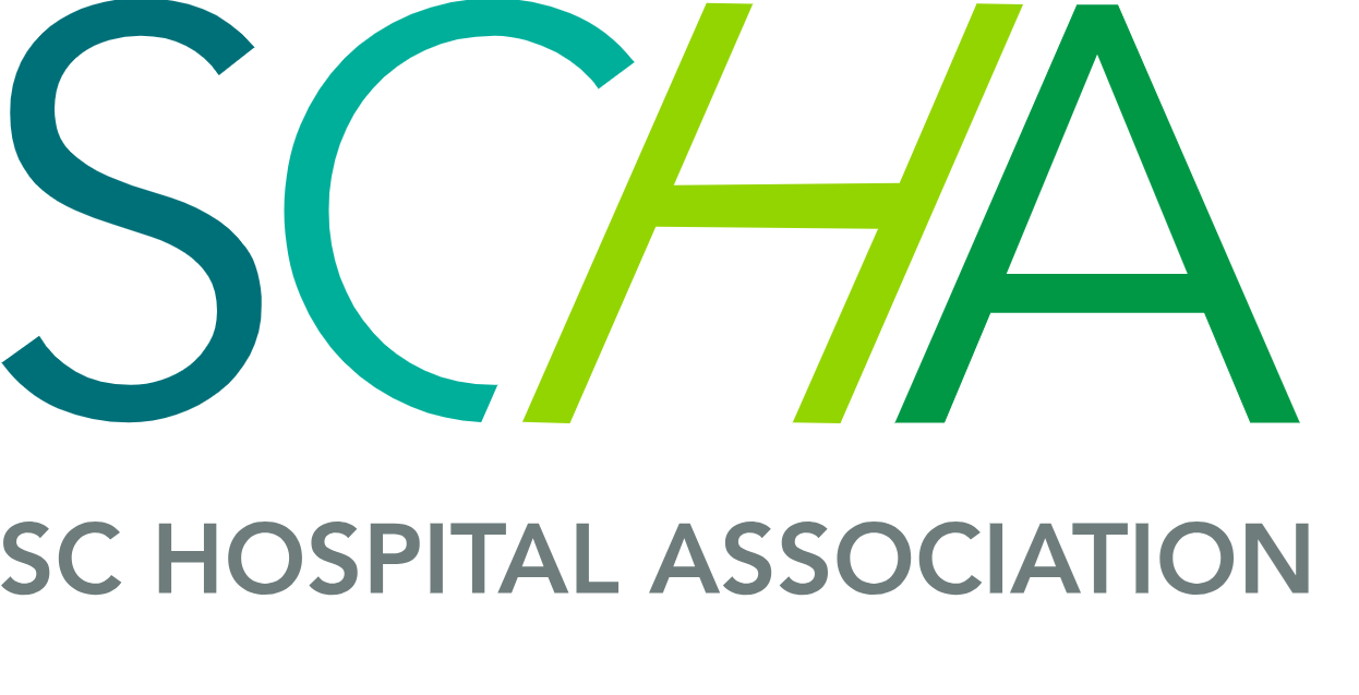 Logo of SC Hospital Association with stylized text 'SCHA' in green and blue, and the words 'SC HOSPITAL ASSOCIATION' below.
