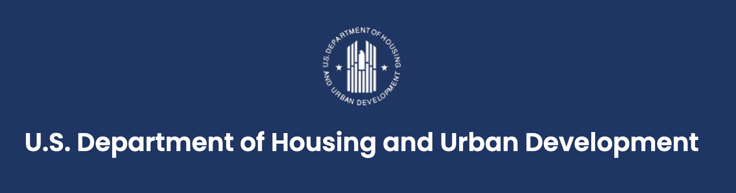 U.S. Department of Housing and Urban Development official logo on a blue background.