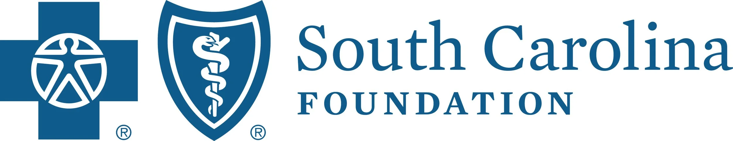 Logo of South Carolina Foundation featuring a blue star with a white staff and snake, a shield with a snake, and the text 'South Carolina Foundation' in blue.