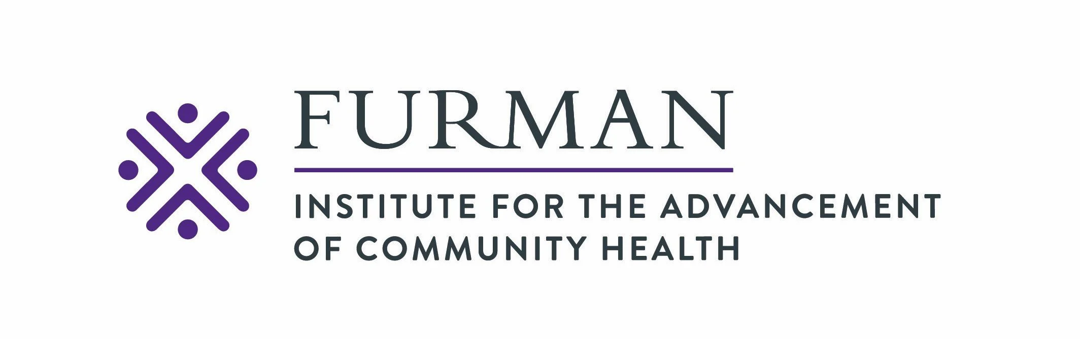 FURMAN Institute for the Advancement of Community Health logo with a stylized purple and black emblem and text in black and purple.