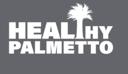 Text logo that reads 'Healthy Palmetto' in white letters on a gray background.