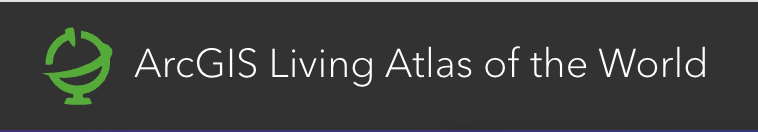 Logo for ArcGIS Living Atlas of the World, featuring a green globe with an arrow wrapping around it.