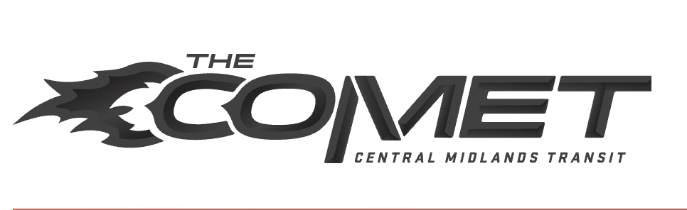 Logo for The COMET, Central Midlands Transit, featuring a stylized comet with flames.
