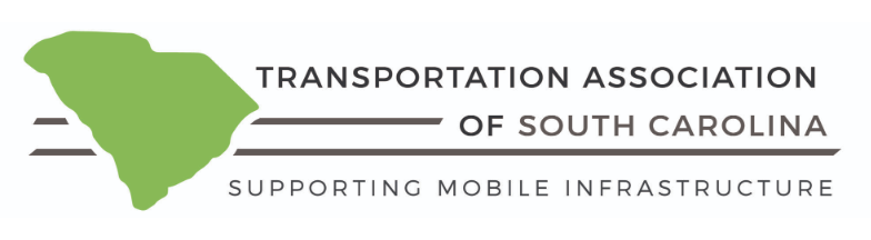 Logo of the Transportation Association of South Carolina with a green map of South Carolina and black and gray text.