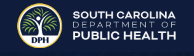 Logo of South Carolina Department of Public Health, featuring a stylized tree within a circular emblem.