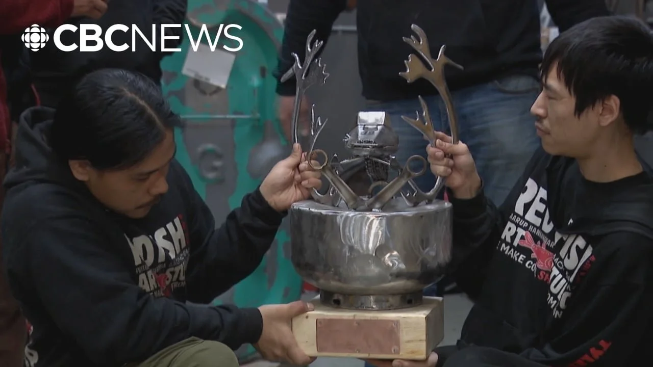 Meet the Red Fish Art Studio team and the custom Umingmak Frolics race trophy they made
