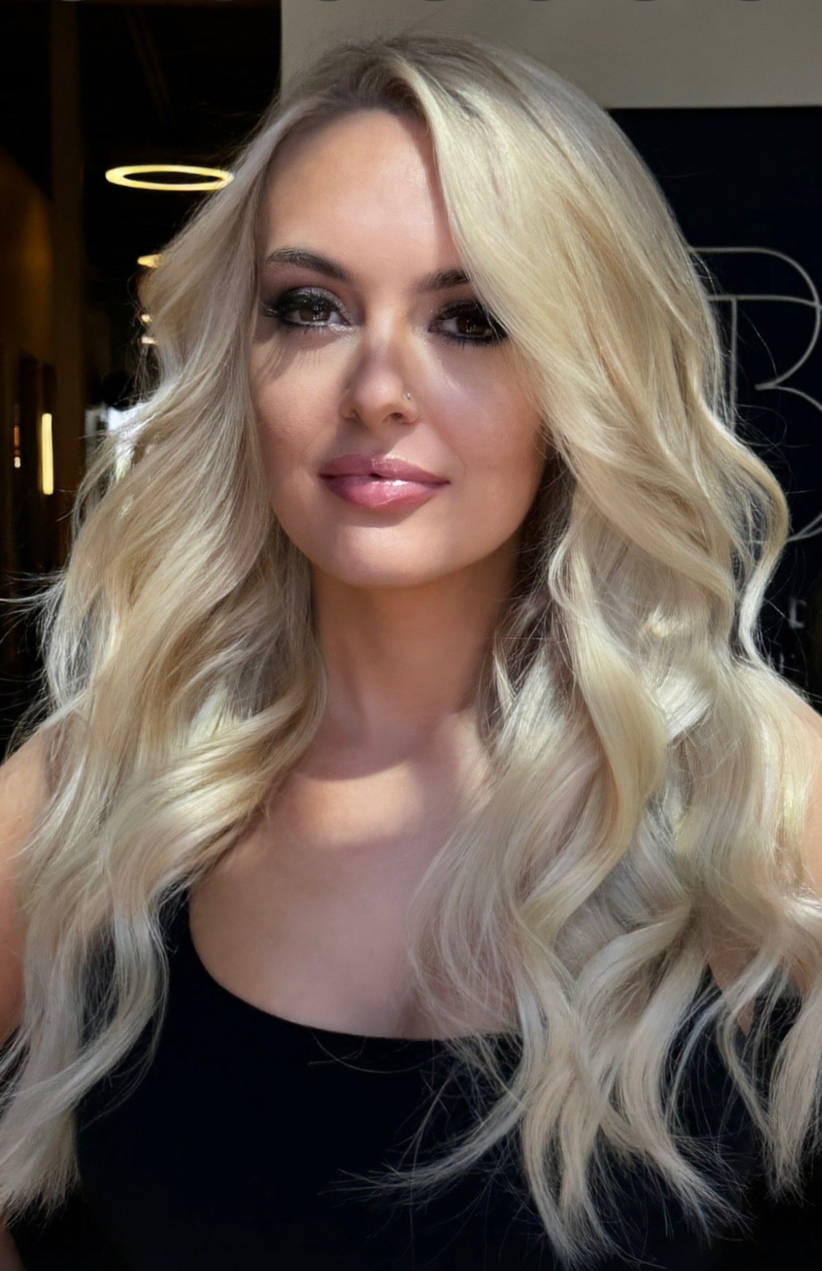 Platinum blonde with hand-tied extensions by Michael Joseph Hair, North Phoenix