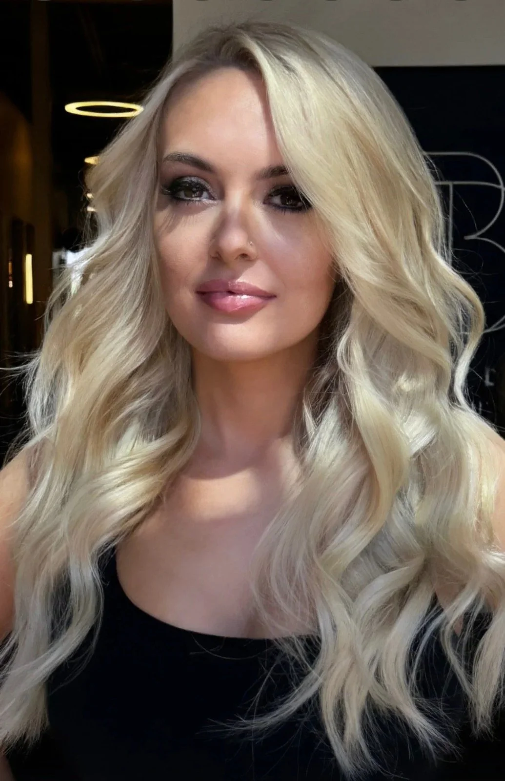 Platinum blonde with hand-tied extensions by Michael Joseph Hair, North Phoenix