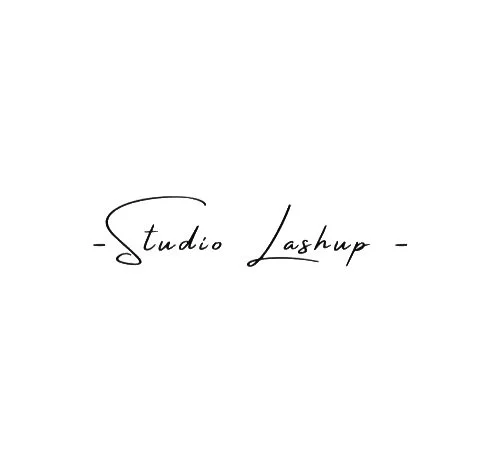 Logo with the text 'Studio Lashup' in elegant, cursive font on a white background.