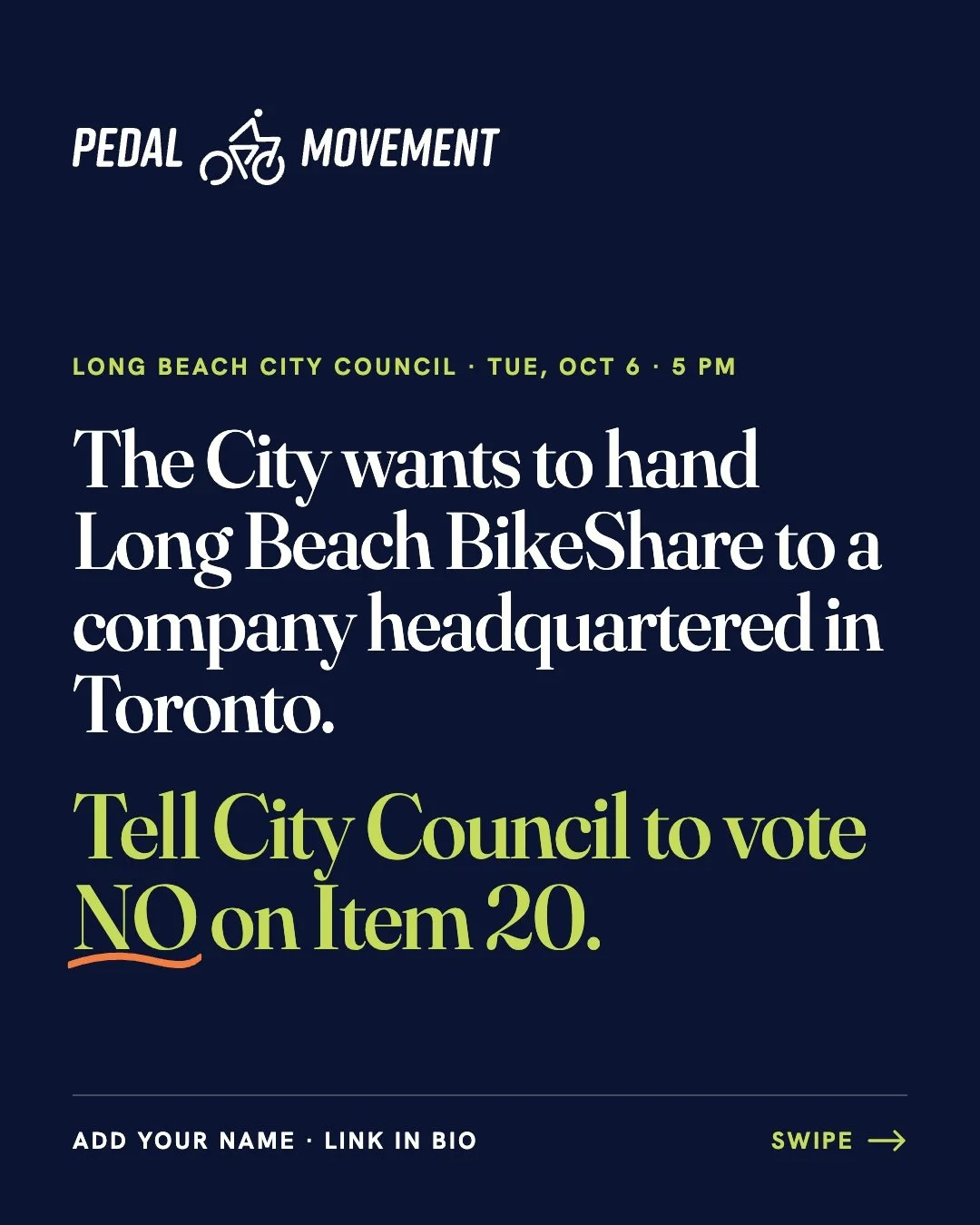 The City wants to hand Long Beach BikeShare, a contract worth up to $25.7 million, to a company headquartered in Toronto, bidding through a subsidiary company in San Francisco.

We were the only business HQ'd in Long Beach that bid, and we have exper