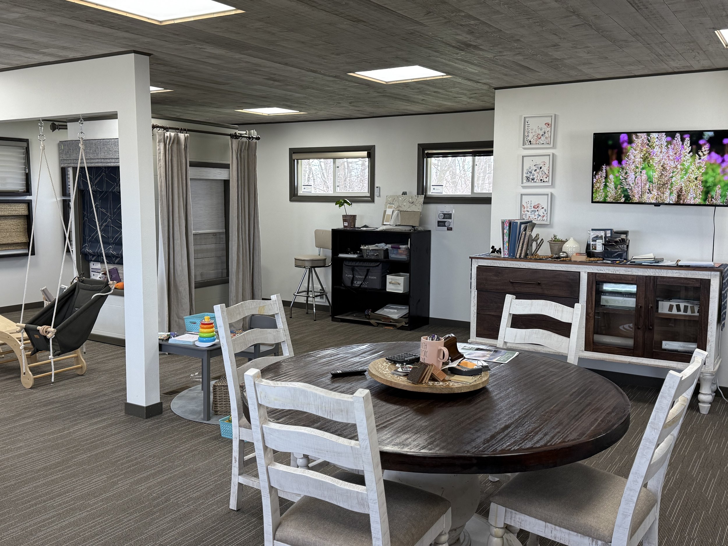 Sales table inside the door.