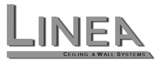 Black and gray logo for Linea Ceiling & Wall Systems.