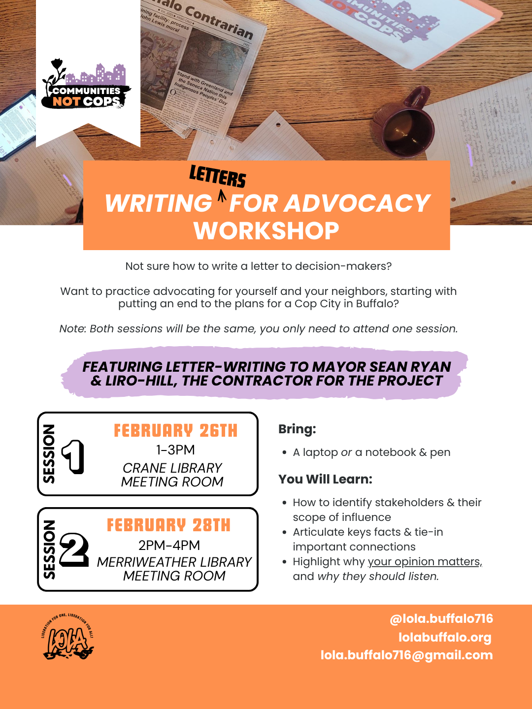 Writing Letters for Advocacy Workshop (Copy)