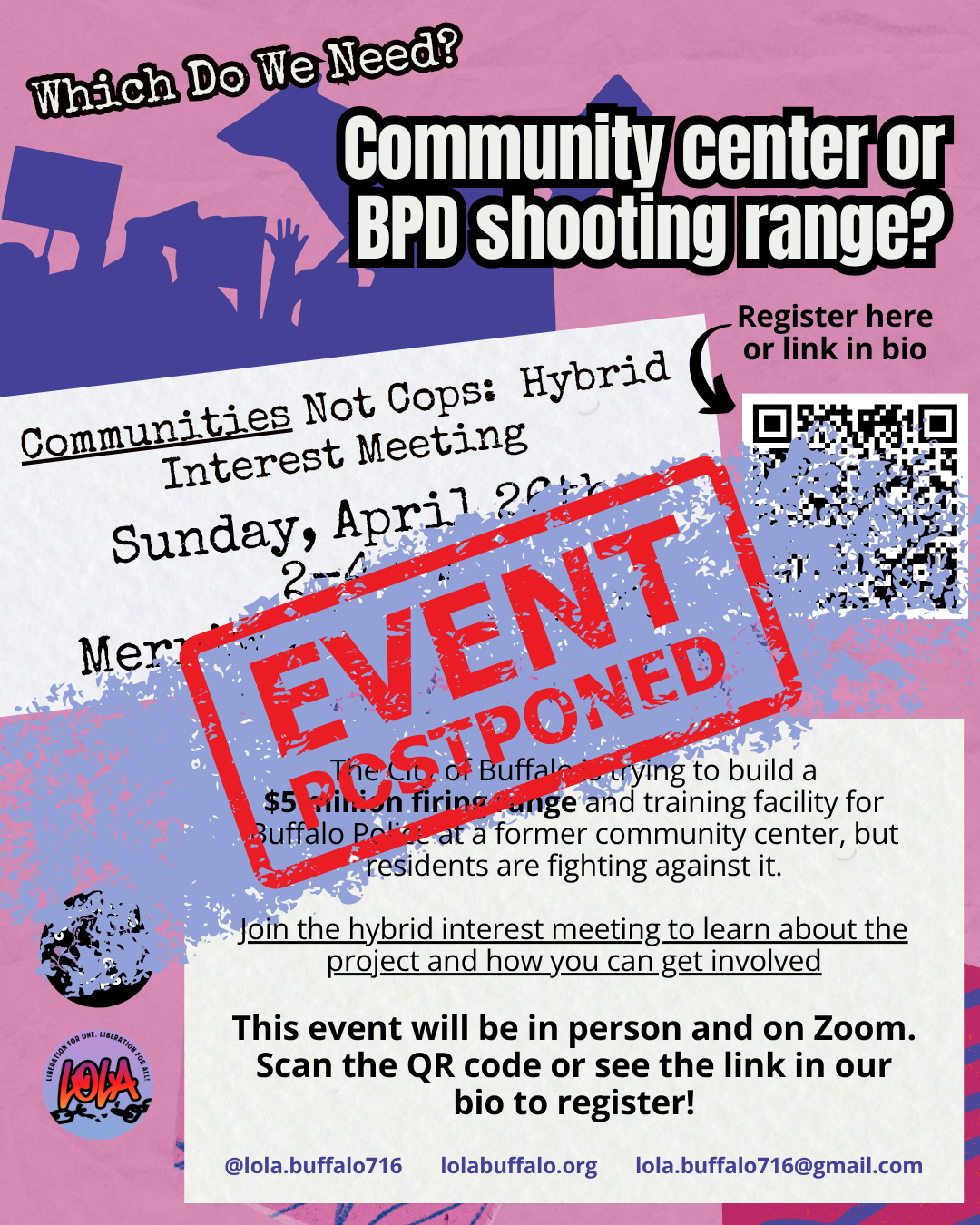 April Communities Not Cops Interest Meeting: POSTPONED