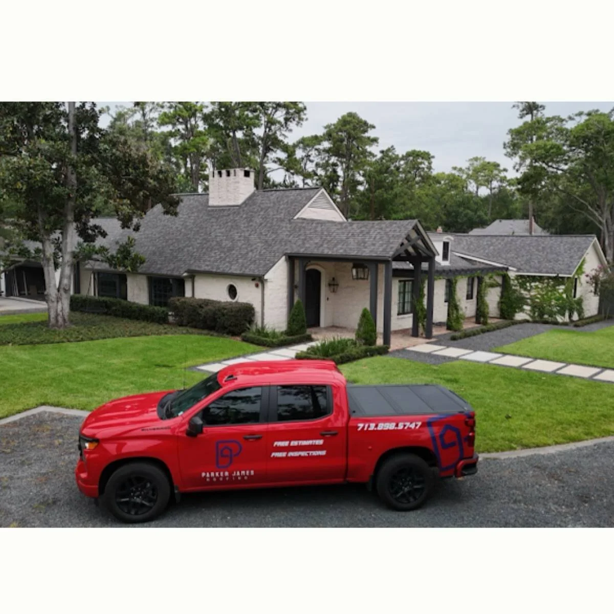 Parker James truck in front of another Houston home