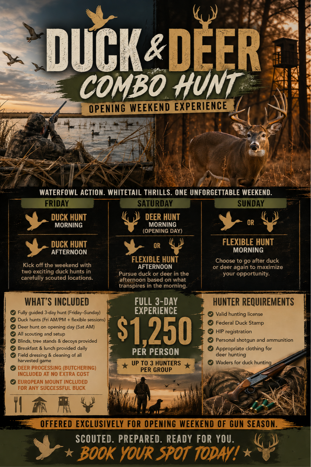 Duck and Deer Combo Weekend Hunt (price per person)