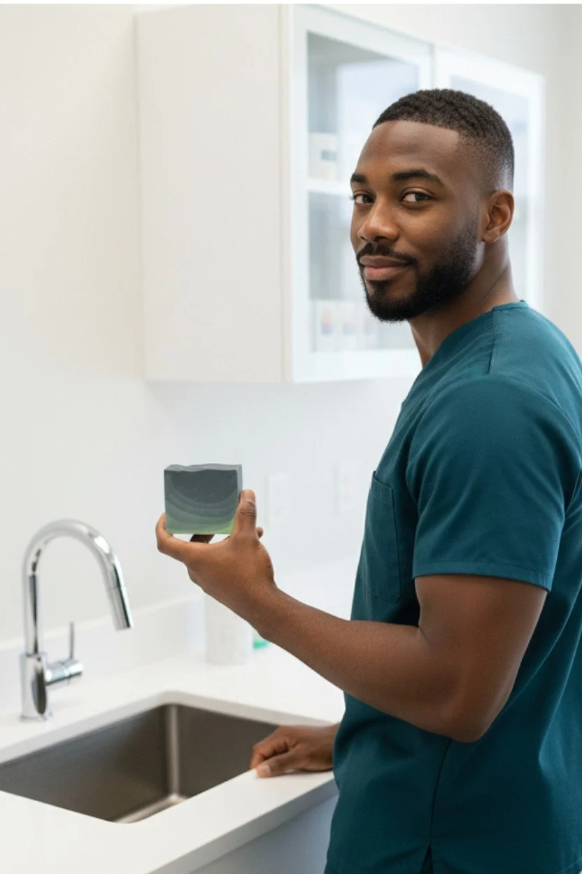 Provider Paradise Cove beer soap bar in hand