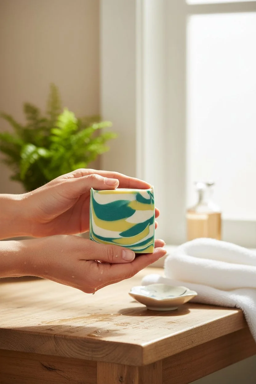 Comfort & Cheer Italian Limoncello beer soap bar in hand