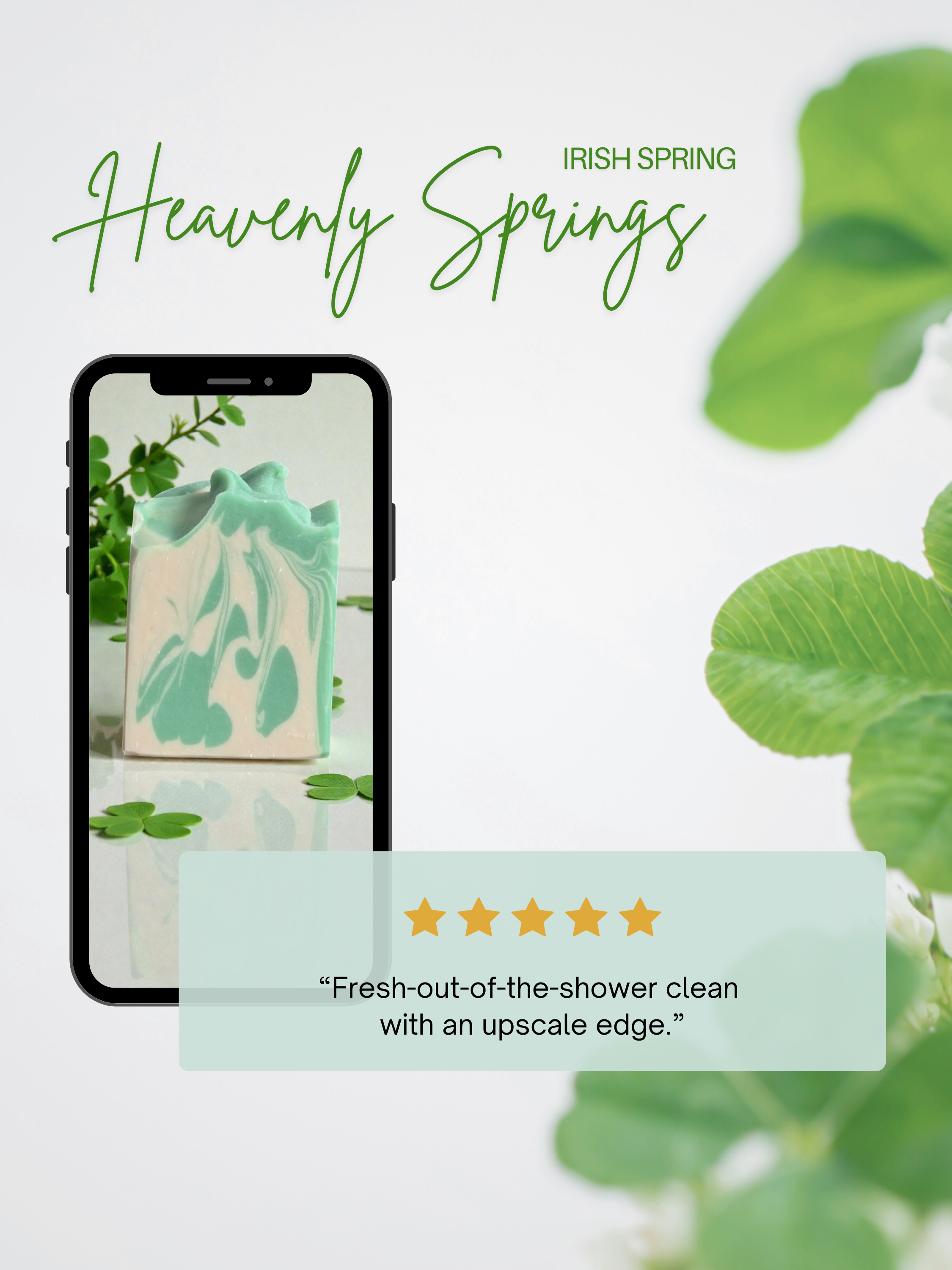 Customer review graphic for Heavenly Springs Irish Spring beer soap bar