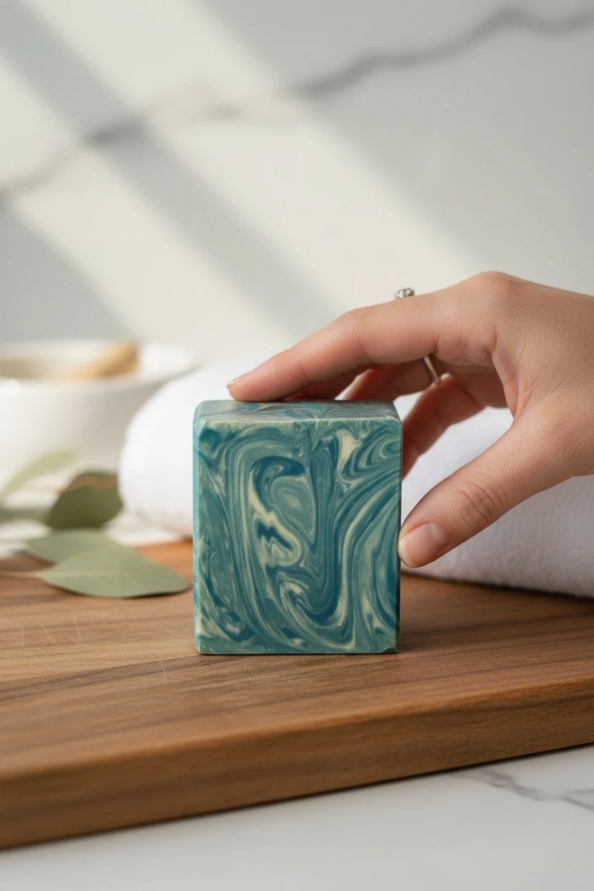 psalm23-ultimate-sacrifice-spearmint-beer-soap-on-counter-hand.jpg