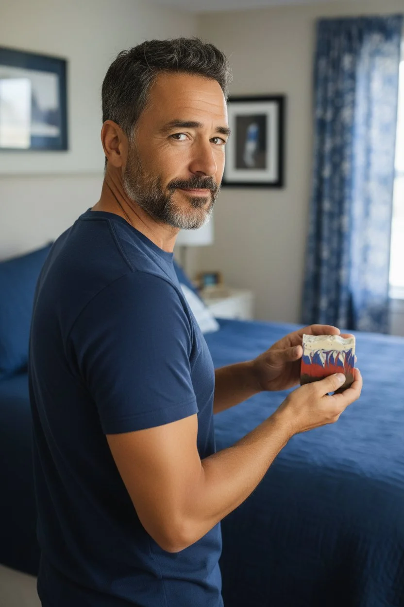 Calvary Love of Jesus beer soap bar in hand